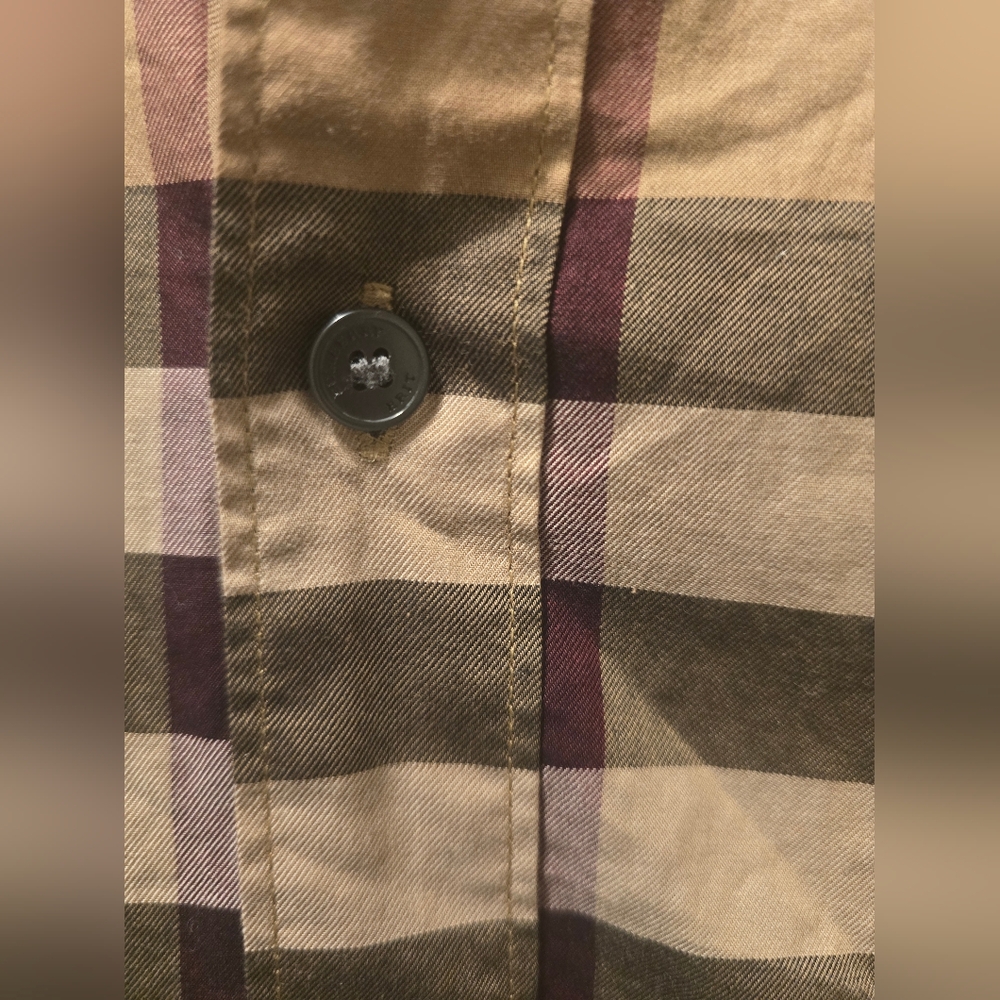 Burberry Brit Men's Beige Vintage Check Button Down Shirt XXL EUC - Picture 12 of 15